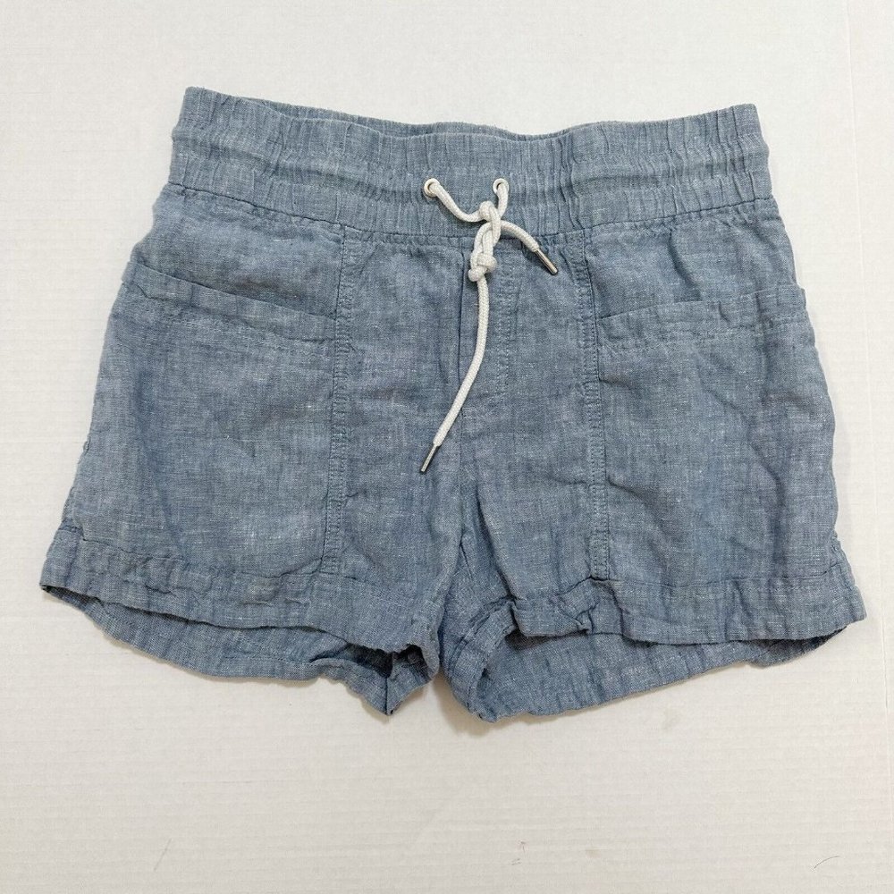 Athleta Shorts Women's 6 Blue Cabo Linen Textured 4" Active Chino With Pockets